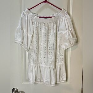 Romeo & Juliet Couture White Eyelet Off-Shoulder Top 100% Cotton Size M